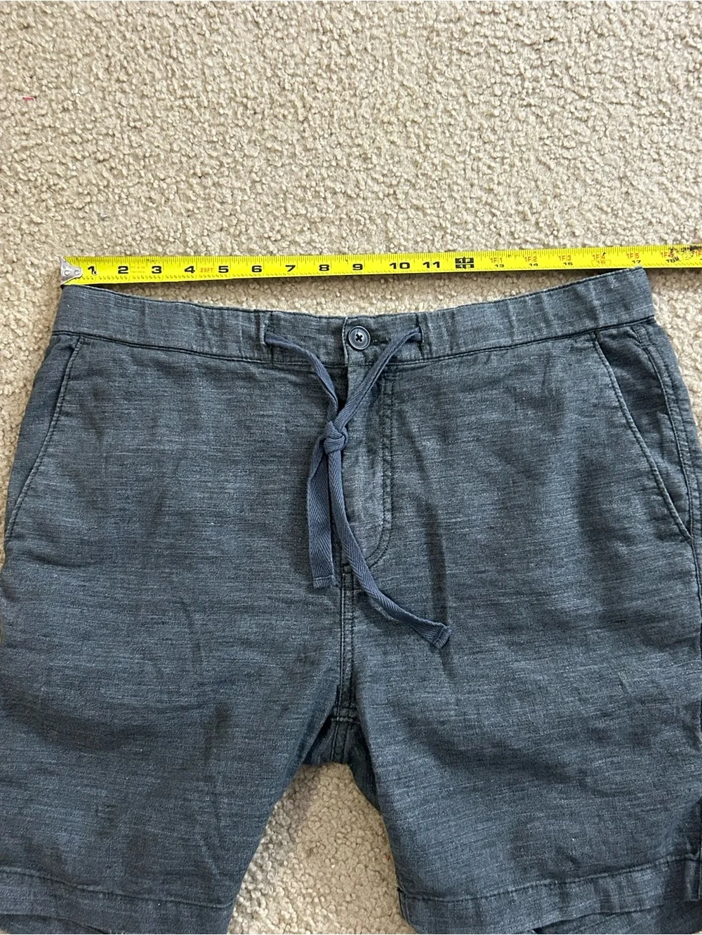 John Varvatos Shorts Mens 33 7" Inseam Dark Gray Chino Linen Blend Drawstring - Picture 9 of 9
